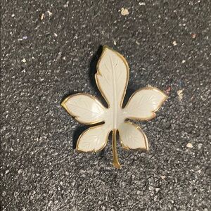 Gold and Cream Leaf Brooch